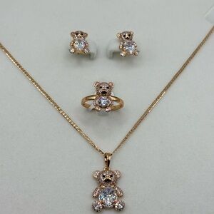 Gold Teddy Bear Jewelry Set
